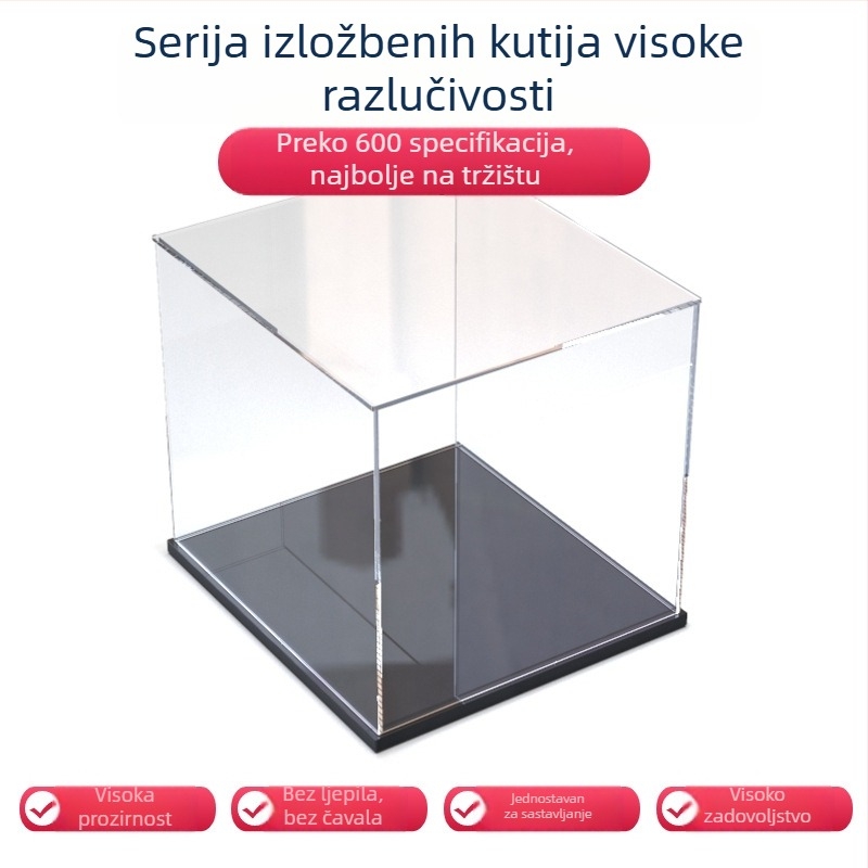Prozirna akrilna kutija za izlaganje s poklopcem za blokove za slaganje, zaštita od prašine, pogodno za slaganje, kapacitet 1 L
