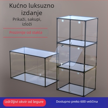 Prozirna akrilna kutija za Gundam modele s aluminijskim okvirom, zaštita od prašine, kapacitet 2 L