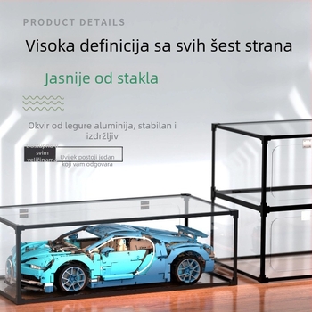 Prozirna akrilna kutija za Gundam modele s aluminijskim okvirom, zaštita od prašine, kapacitet 2 L