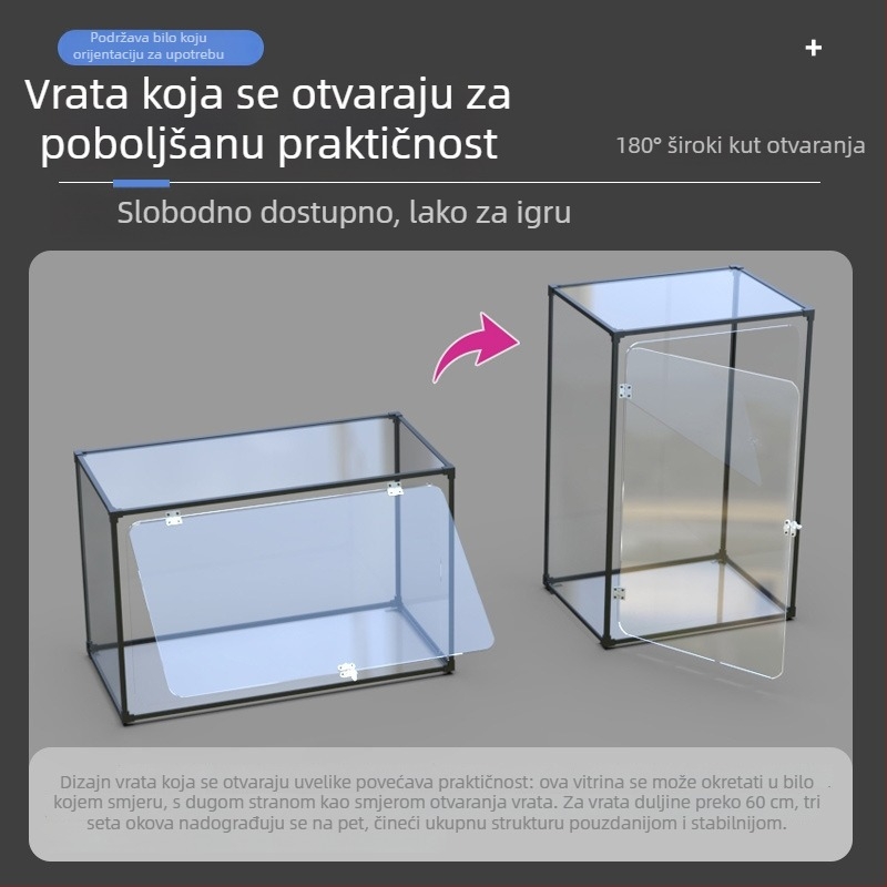 Prozirna akrilna kutija za Gundam modele s aluminijskim okvirom, zaštita od prašine, kapacitet 2 L