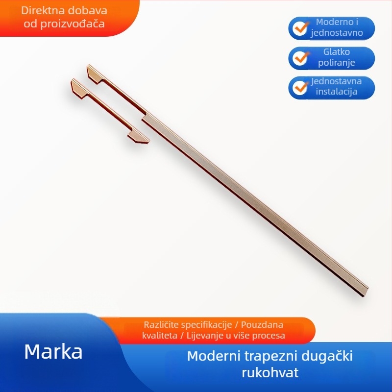 Trapezasta duga ručka od aluminijske legure za ormariće, garderobe, ladice, ormariće za cipele i vrata