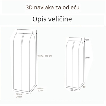 PEVA debeli 3D zaštita od prašine za odjeću – set vrećica za skladištenje odjeće