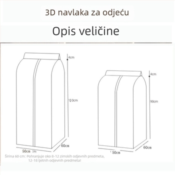 PEVA debeli 3D zaštita od prašine za odjeću – set vrećica za skladištenje odjeće