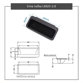 DMK025 Ovalna plastična ručka za vrata industrijskog ormara, ABS, mat završna obrada
