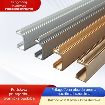 G-oblik ručka za namještaj od aluminijske legure sa utorom, skrivena duga ručka za ormare, prilagodljiva