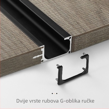 G-oblik ručka za namještaj od aluminijske legure sa utorom, skrivena duga ručka za ormare, prilagodljiva