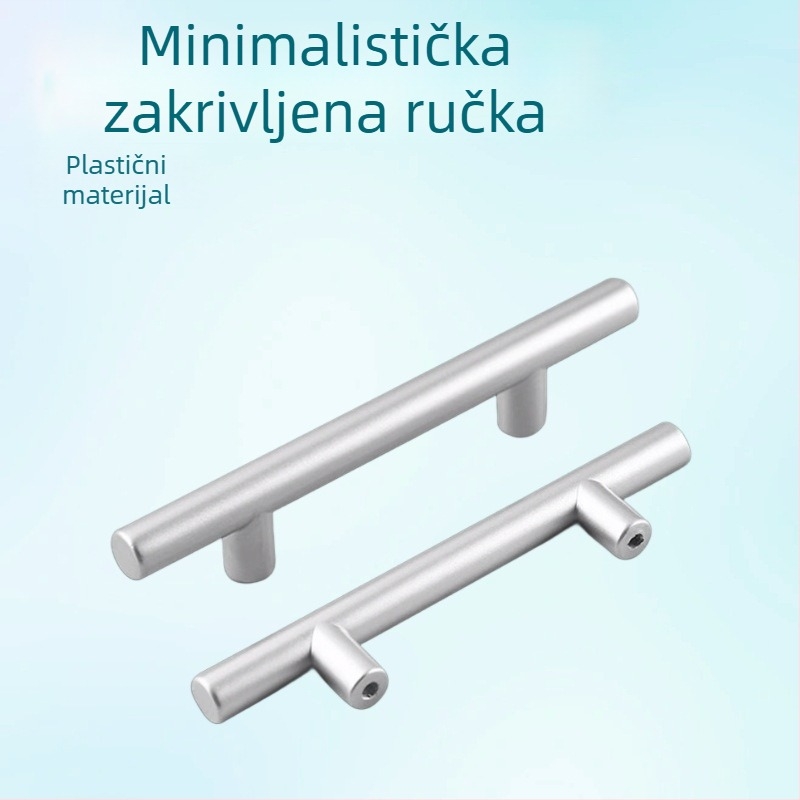 Plastična ručka za ormar, zakrivljenog T oblika, moderni minimalistički stil