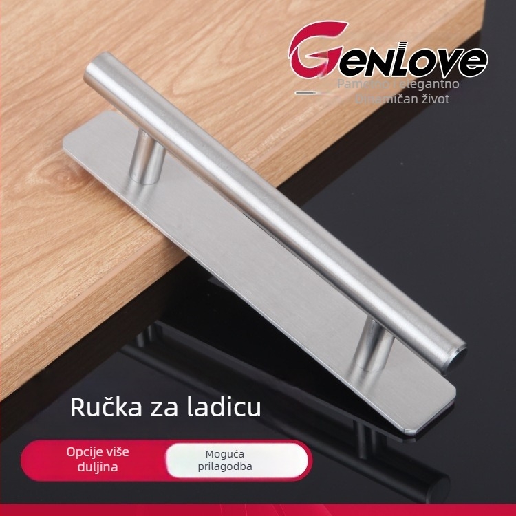 Rukohvat za klizna vrata s drvenim uzorkom, bez bušenja, ljepljiva ručka za staklena vrata i ormariće