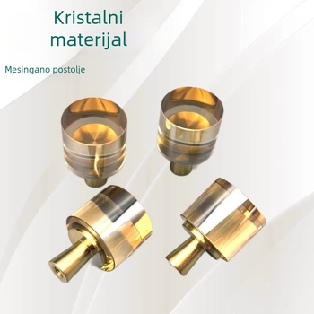 Mala cilindrična kristalna kvaka s mesinganom bazom za ladice i vrata ormara, moderan minimalistički stil, lagani luksuz