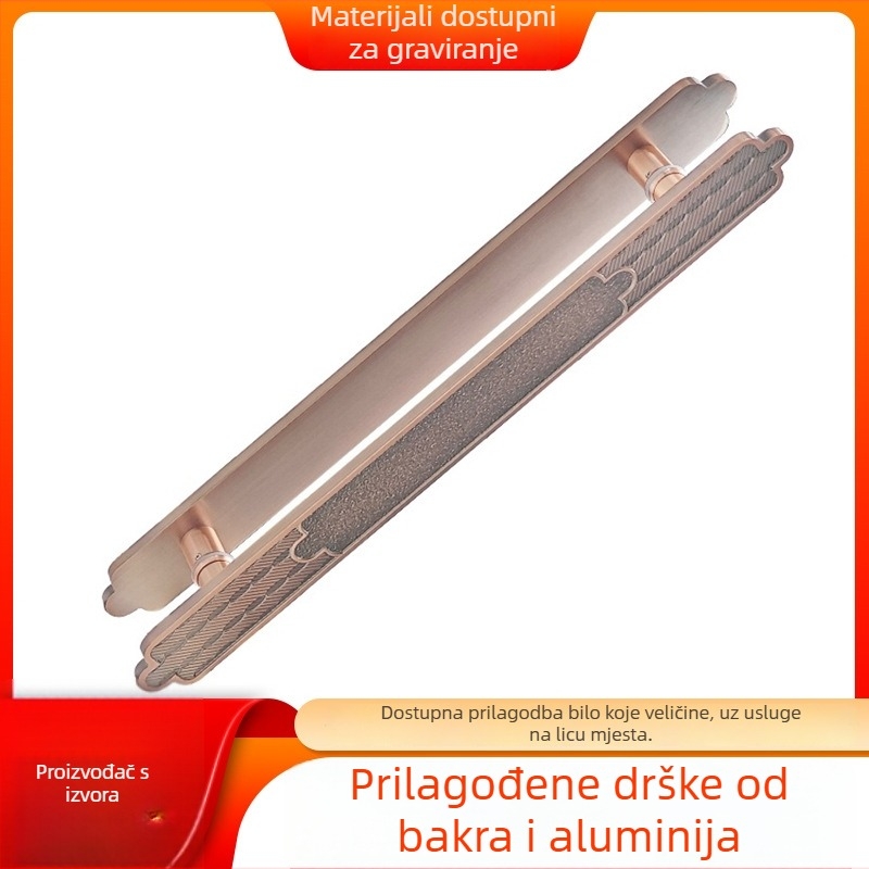 Visokokvalitetna prilagođena kvaka za vrata od bakra i aluminija s graviranom aluminijskom pločom, antikni luksuzni dizajn