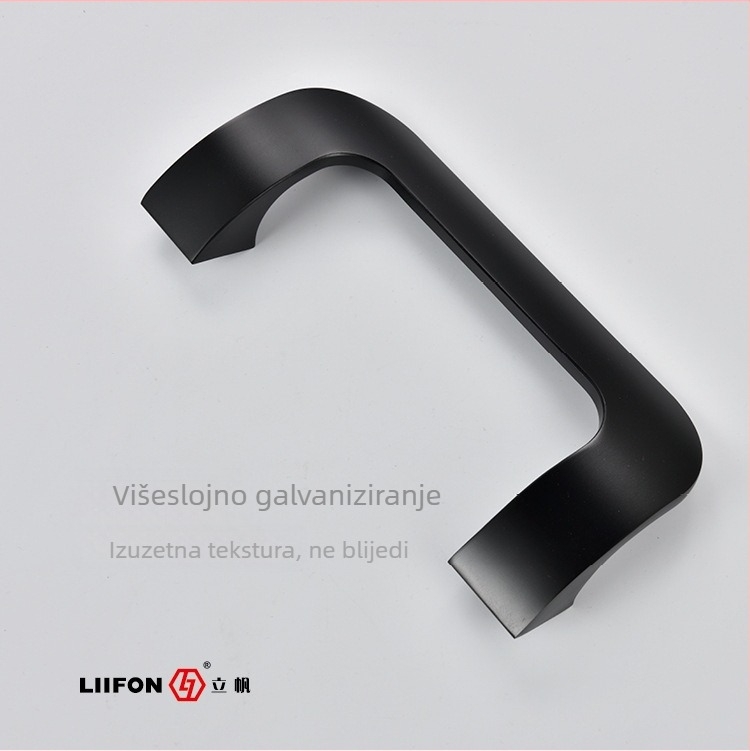 Ručka za vrata od čvrstog aluminijskog legura, razmak rupa 210 mm, crna, za staklena i drvena vrata vila