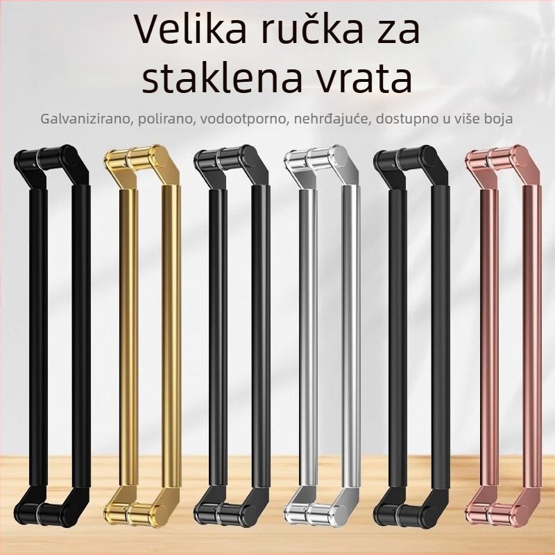 Kuka za staklena vrata od nehrđajućeg čelika s završnom obradom crni titan, ružičasto-zlato i žuti titan; pogodna za vrata s okvirom i drvena vrata