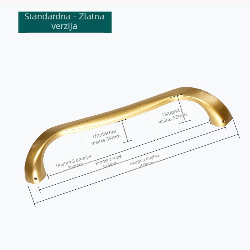 Langyiwei H-A05 aluminijska kvaka za klizna vrata, teška, čvrsta, s velikom dimenzijom, završna obrada zlatna ili srebrna