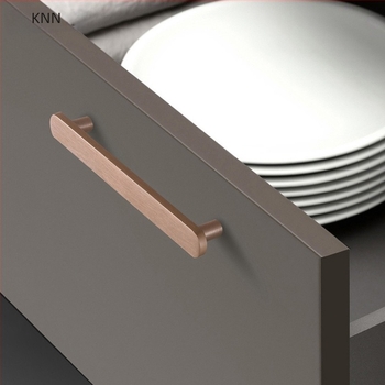 Ružičasto zlatna ručica za ormar, anodizirani aluminij, brušena površina, zakrivljen oblik, za vrata i ladice, moderni minimalistički stil