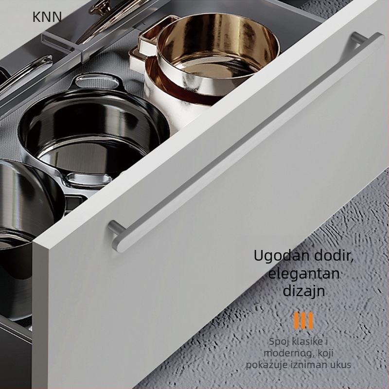 Ružičasto zlatna ručica za ormar, anodizirani aluminij, brušena površina, zakrivljen oblik, za vrata i ladice, moderni minimalistički stil