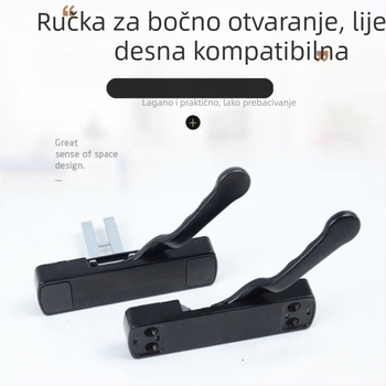 Kuka za prozor od aluminijske legure, tanak dizajn, za prozore s vanjskim otvaranjem, ručka za mrežu s dijamantnim uzorkom, bočna pogonska ručka, niska ravna baza