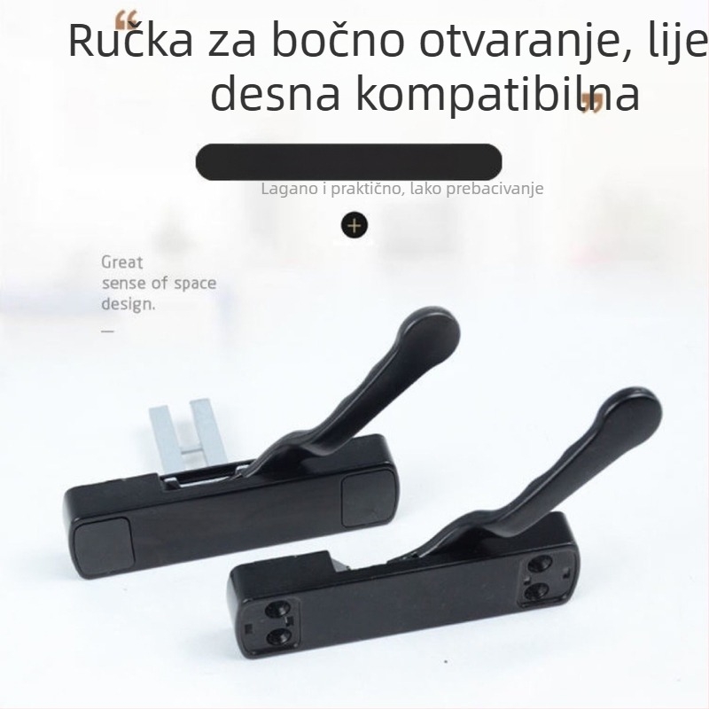 Kuka za prozor od aluminijske legure, tanak dizajn, za prozore s vanjskim otvaranjem, ručka za mrežu s dijamantnim uzorkom, bočna pogonska ručka, niska ravna baza