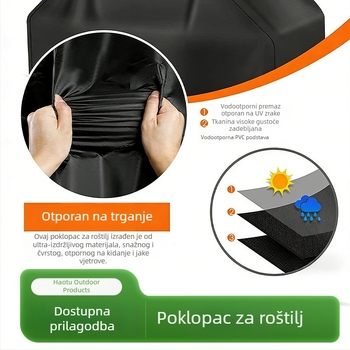 Navlaka za BBQ roštilj, 210D Oxford tkanina, vodootporna i otporna na prašinu, navlaka za roštilj i namještaj