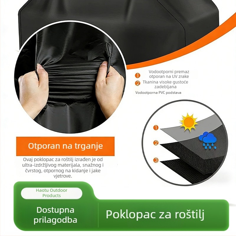Navlaka za BBQ roštilj, 210D Oxford tkanina, vodootporna i otporna na prašinu, navlaka za roštilj i namještaj