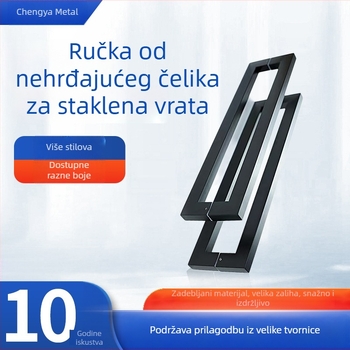 Minimalistička crna kvaka za vrata za staklena vrata, nehrđajući čelik, brušeni mat završetak