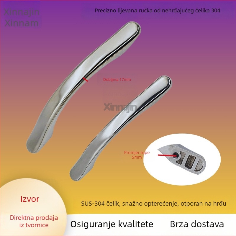 304 nehrđajući čelik – držač u obliku luka za ormariće, opremu, vrata i ladice – ogledni završetak, moderni minimalistički stil