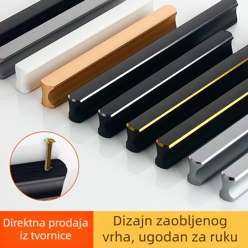 Nova duga ručka od aluminijskog legura za vrata garderobe, ručka za ormane i ladice, moderni minimalistčki stil, visokokvalitetna skrivena ručka vrata