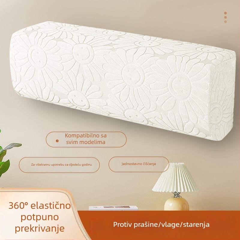 Navlaka za klima-uređaj od Jacquard elastične tkanine za spavaću sobu, zidni ugradbeni, potpuno pokriće prašine, moderni minimalistički stil