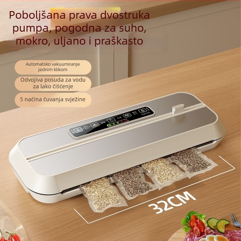 Automatska vakuumska mašina za zatvaranje za kućnu upotrebu, kompaktna za čuvanje hrane i pakiranje