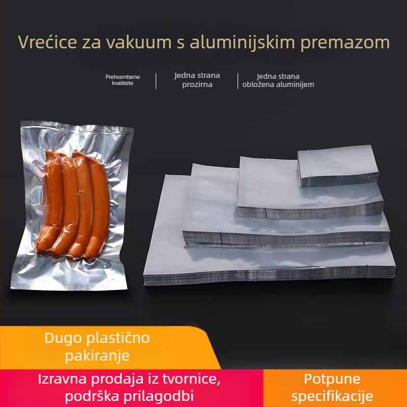 Najlon prozirna Yin-Yang vakuumska vrećica za hranu s aluminijskom folijom, vrećica s plosnim otvorom za kuhana jela