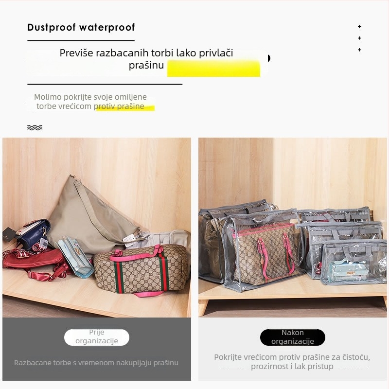 Prozirna torba za skladištenje za garderobu, otporna na prašinu, viseći organizator od netkanog materijala