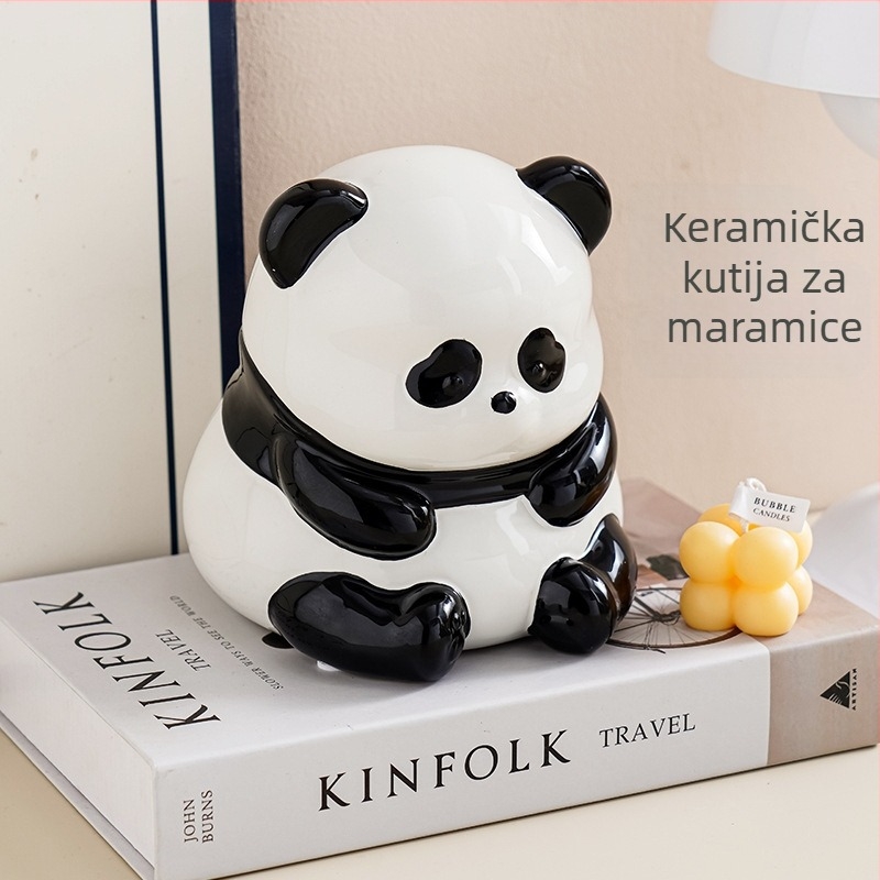 Panda keramička kutija za papirnate maramice – moderni minimalistički dekor dnevnog boravka