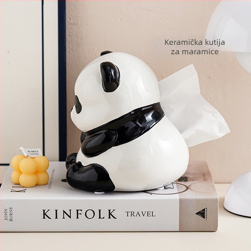 Panda keramička kutija za papirnate maramice – moderni minimalistički dekor dnevnog boravka