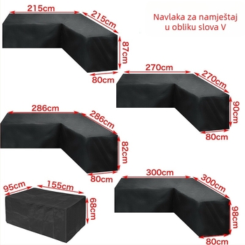 Navlaka za vanjski vrtni namještaj – kutna sofa u obliku slova V