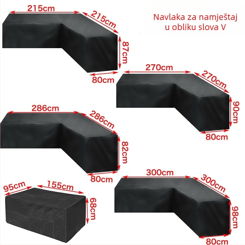 Navlaka za vanjski vrtni namještaj – kutna sofa u obliku slova V