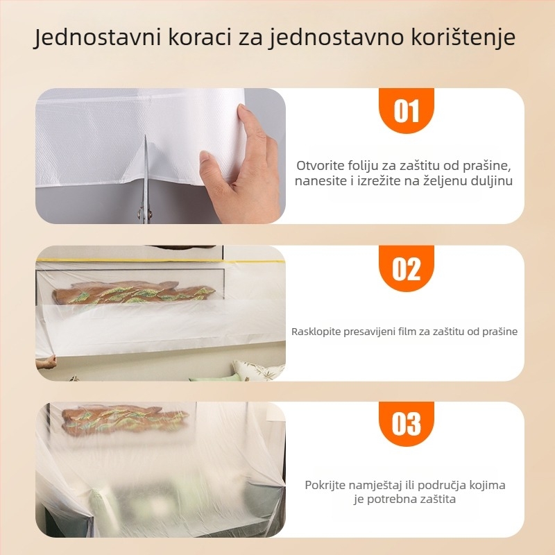 Plastični film protiv prašine za studentske domove, prozirna jednokratna navlaka za namještaj, zaštita namještaja tijekom renovacije, vodootporna i otporna na prašinu