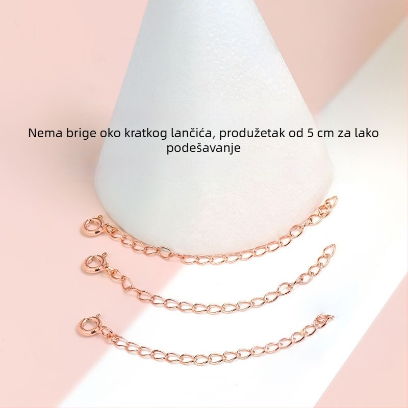 S925 Sterling Srebro 5 cm Prošireni Križni Lanac za DIY Narukvicu s Perlama