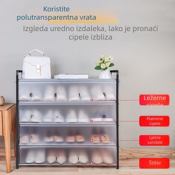 Višeslojni ormar za cipele od čeličnih cijevi, otporan na prašinu, prostor-uštedljivo rješenje za dom ili studentski dom