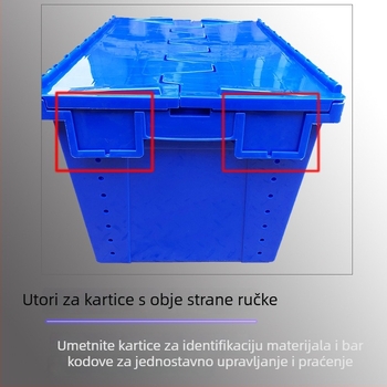 PP plastična turnover kutija s poklopcem, ravno dno, nagnuti dizajn umetanja za logistiku