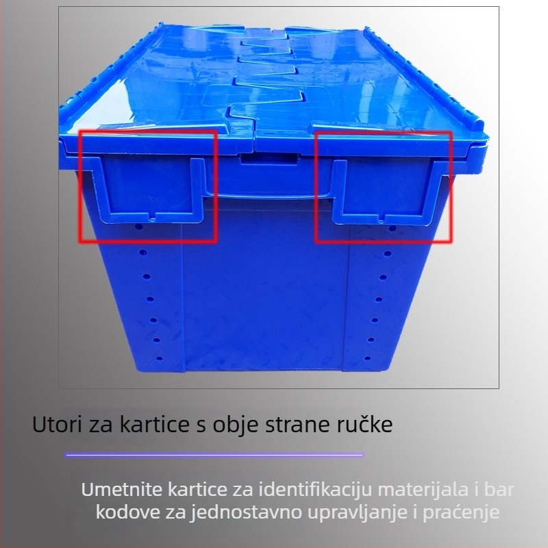 PP plastična turnover kutija s poklopcem, ravno dno, nagnuti dizajn umetanja za logistiku