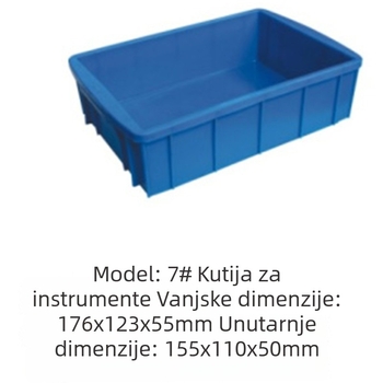 HDPE ojačana kutija za instrumente, plastična kutija za alate, standardnih dimenzija, unutarnje 155×110×50 mm, vanjske 176×123×55 mm, visoka čvrstoća, injekcijsko oblikovanje, s tiskanim logom