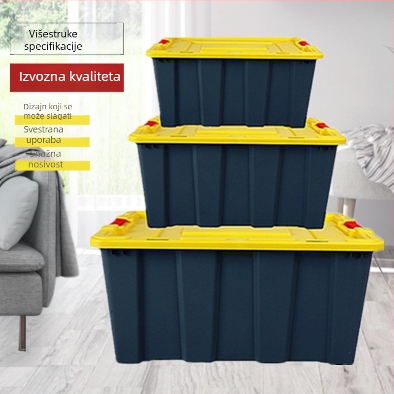 Velika plastična kutija za skladištenje s poklopcem, za kućnu odjeću i igračke, auto kutija alata, prilagodba proizvođača