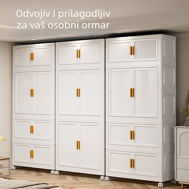 Prilagođeni ormar za odlaganje odjeće za spavaću sobu, plastični ormarić za skladištenje za majku i dijete, sklopivi, višefunkcionalni, bez montaže, dječji garderob