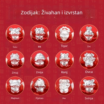 S999 čisto srebro, dvanaest zodijačkih znakova, crvena konac narukvica, unisex, za muškarce i žene, 2026. godina rođenja, dar završnoj svečanosti