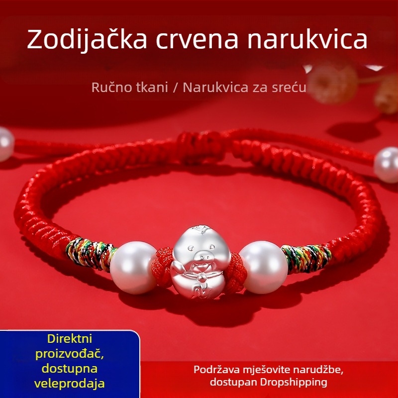 S999 čisto srebro, dvanaest zodijačkih znakova, crvena konac narukvica, unisex, za muškarce i žene, 2026. godina rođenja, dar završnoj svečanosti