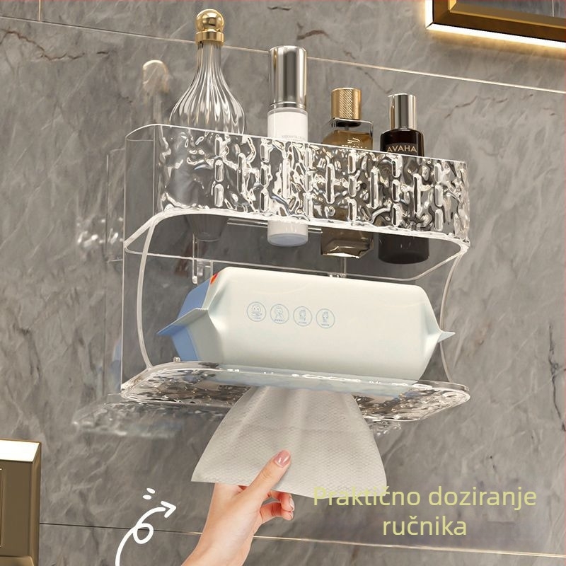 Vješena kutija za odlaganje ručnika za lice i dvostruki držač papirnatih ubrusa za kupaonicu