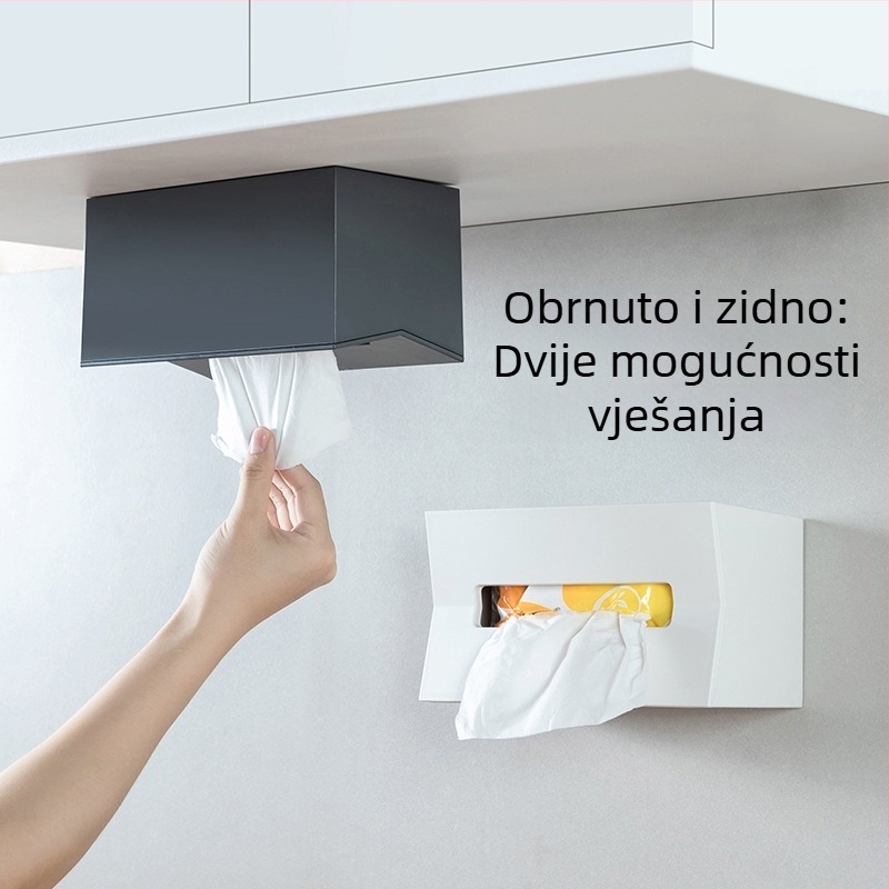 Zidna kutija za papirnate maramice, bez bušenja, pravokutnog oblika, minimalistički dizajn