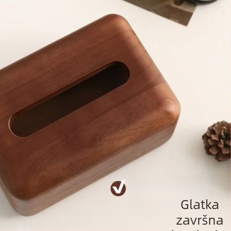 Kutija za maramice od masivnog orahovog drveta, za stol, minimalistički dizajn, višenamjenska upotreba.
