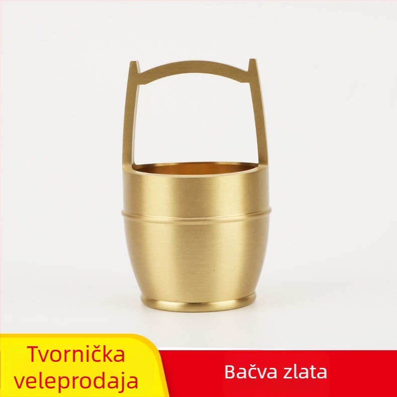 Mosazni stolni ukras u obliku bureta, zlatni ton
