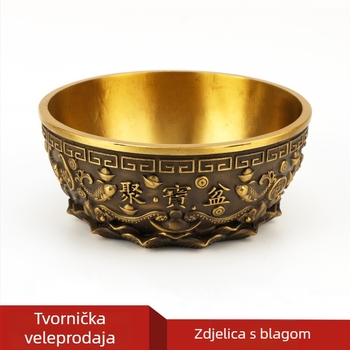 Bakreni rog izobilja dekorativni predmet za dom, kineski stil, geometrijski dizajn