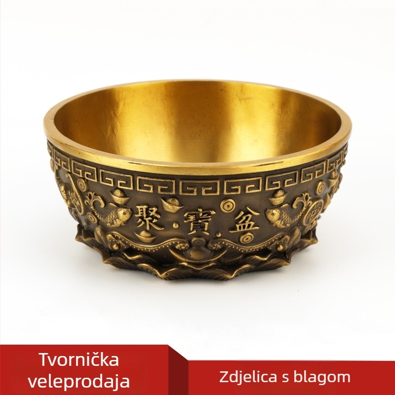 Bakreni rog izobilja dekorativni predmet za dom, kineski stil, geometrijski dizajn